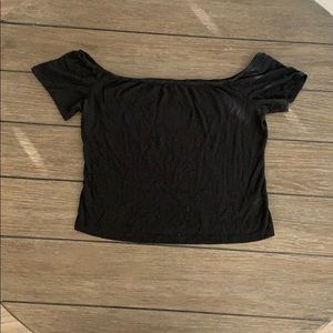 Black Short Sleeve Crop Top